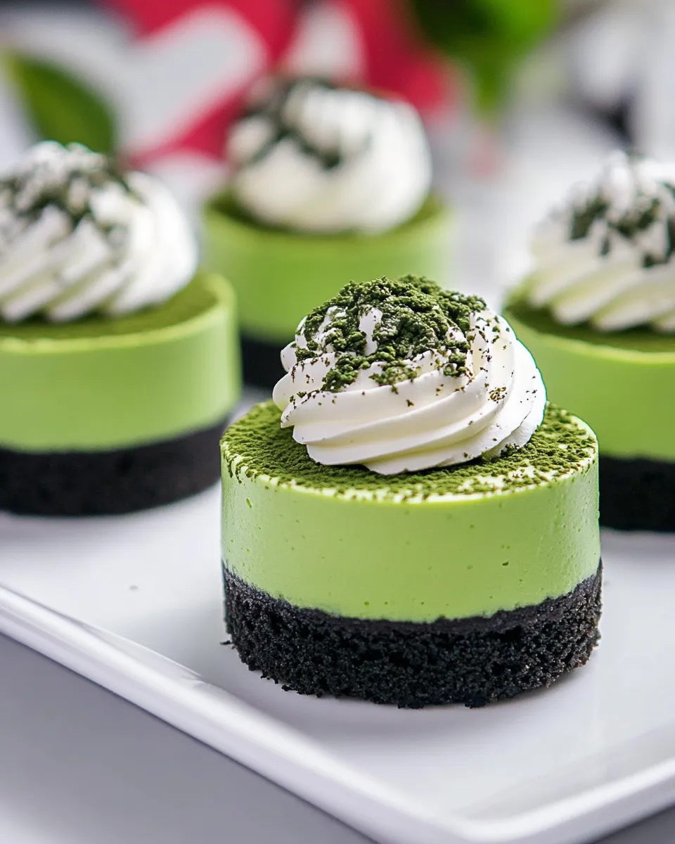 Tasty Matcha Mini Cheesecakes food shot
