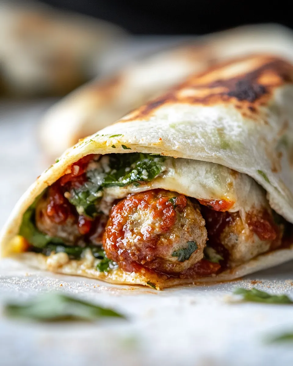 Easy Melty Meatball Wraps. food shot