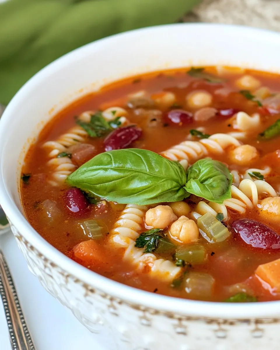 Classic Minestrone Soup with Chickpea Pasta dish photo