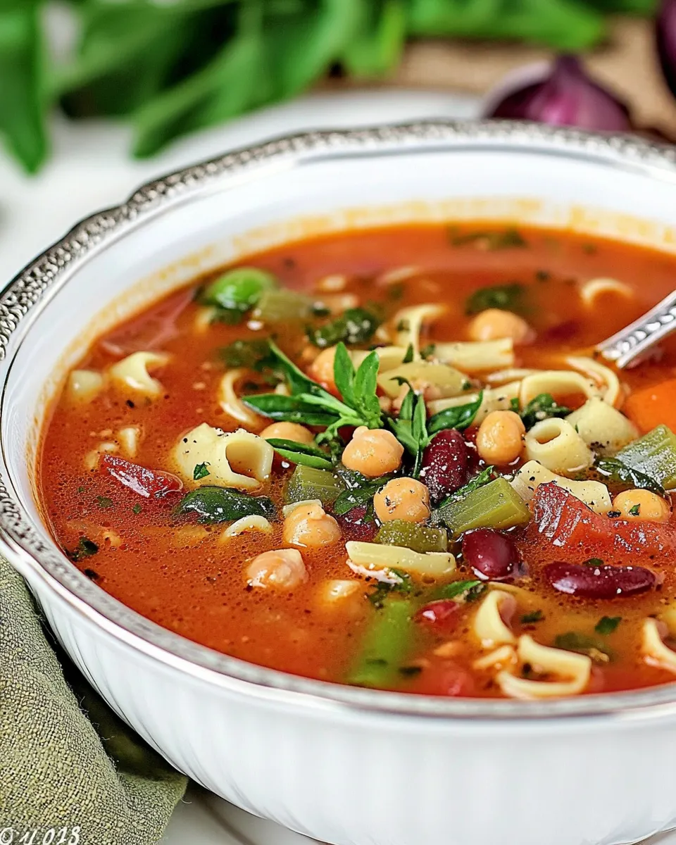 Delicious Minestrone Soup with Chickpea Pasta picture