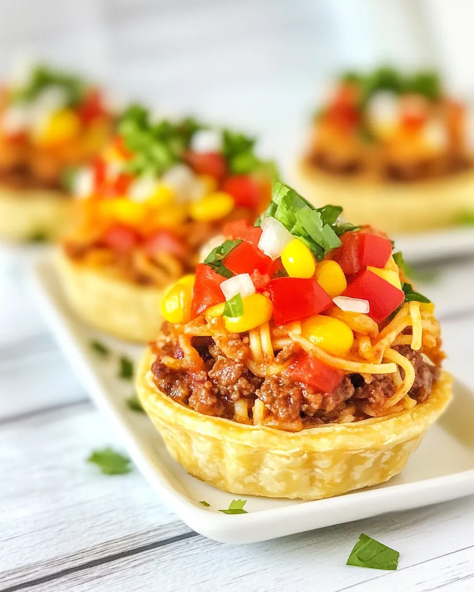 Easy Mini Taco Spaghetti Pies dish photo