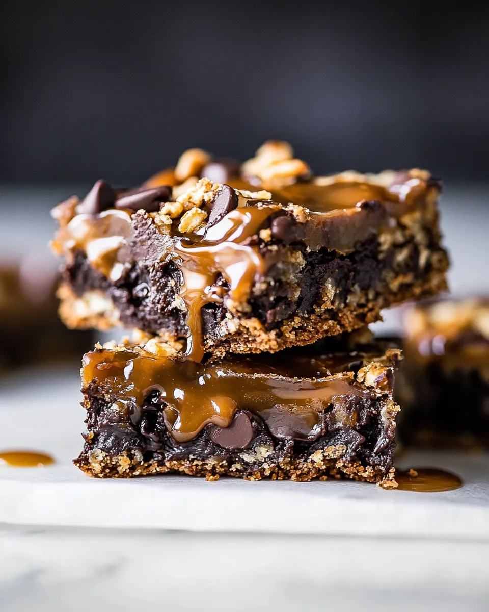 Easy Mocha Caramel Crunch Chocolate Chip Cookie Bars. photo