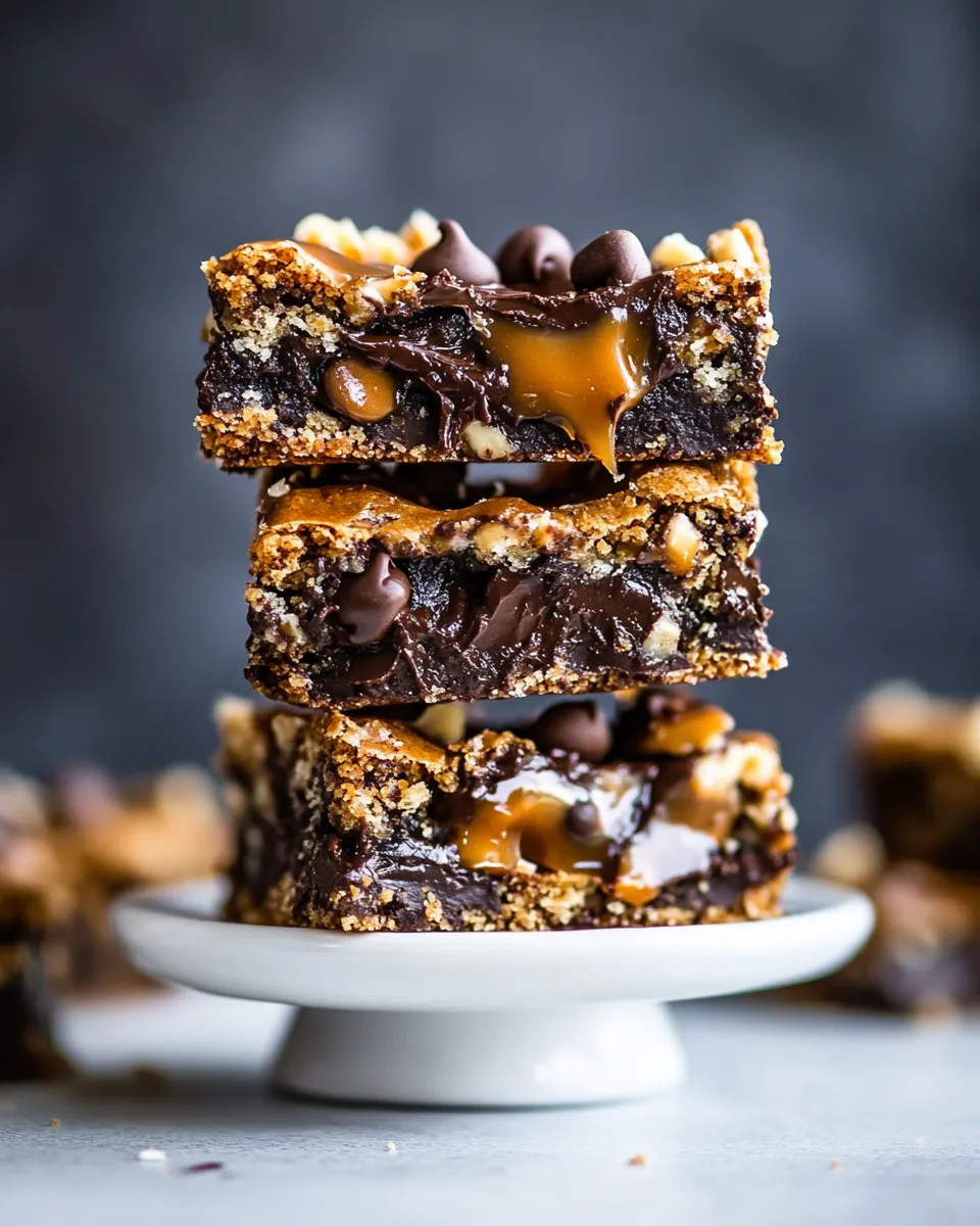 Delicious Mocha Caramel Crunch Chocolate Chip Cookie Bars. shot