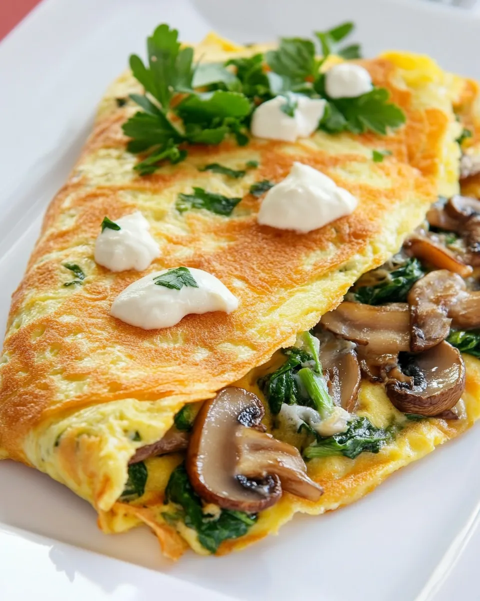Homemade Mushroom and Spinach Omelet recipe photo