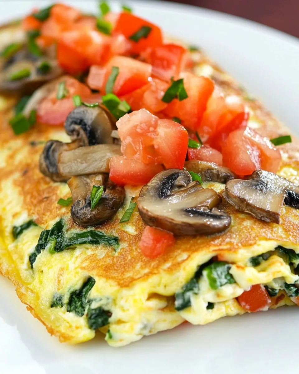 Delicious Mushroom and Spinach Omelet plate image