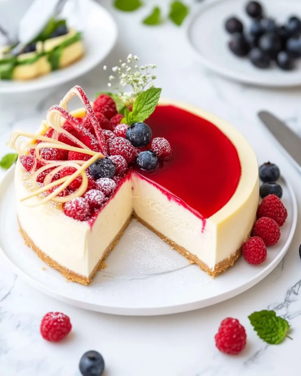 Easy New York Cheesecake with Fresh Berries food shot