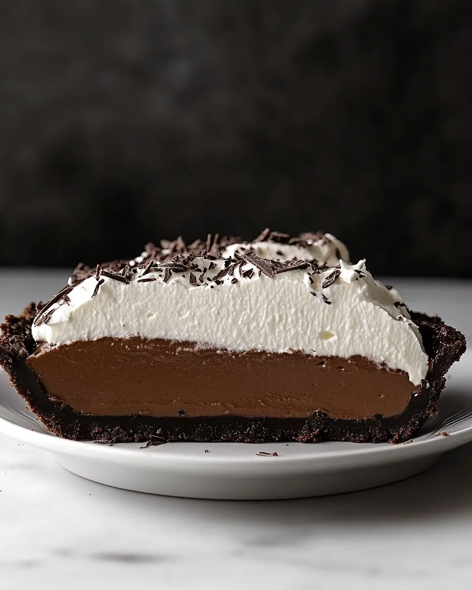 Easy No-Bake Baileys Chocolate Pie food shot