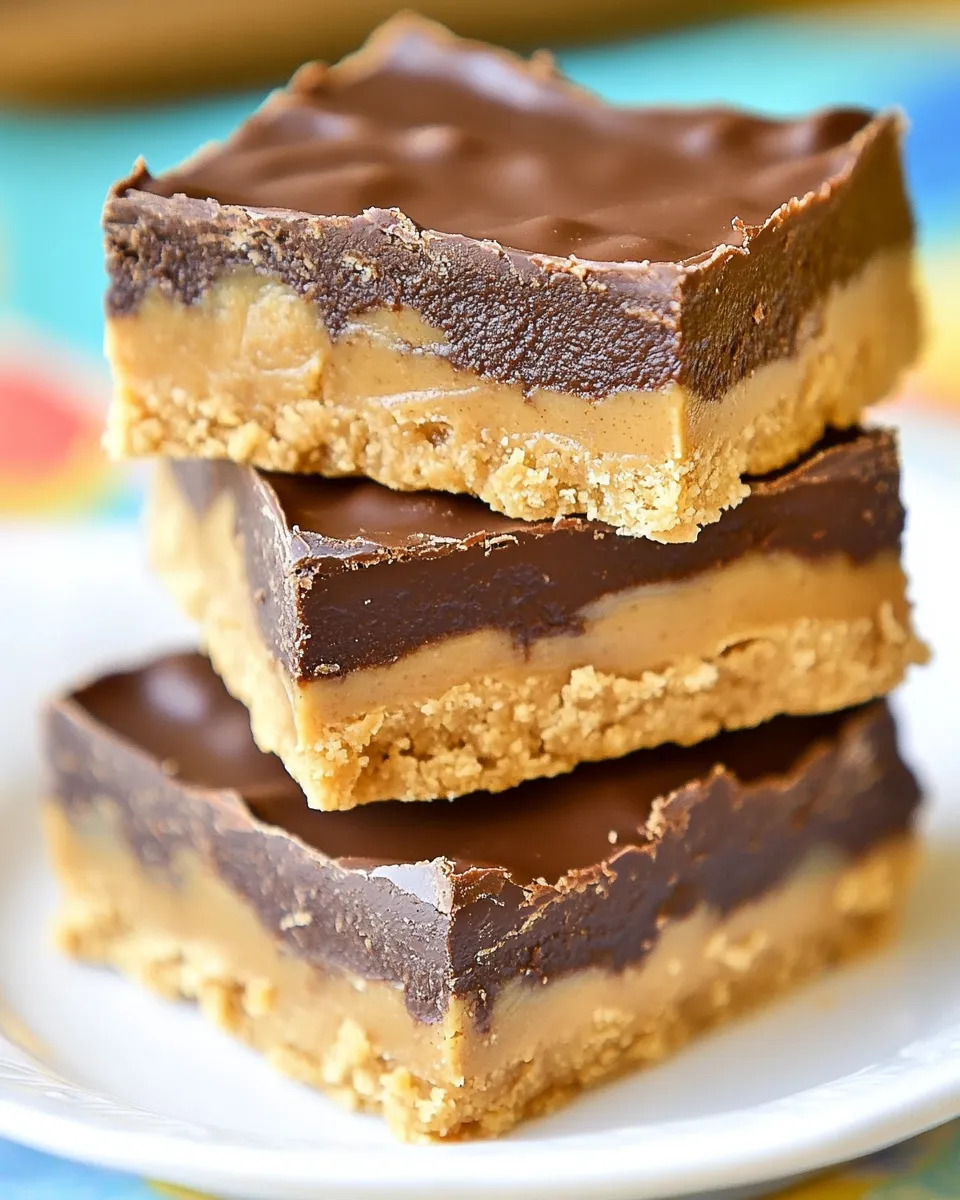 Classic No-Bake Chocolate Peanut Butter Bars image
