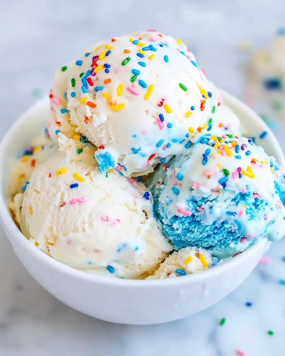 Delicious No-Churn Birthday Cake Ice Cream plate image