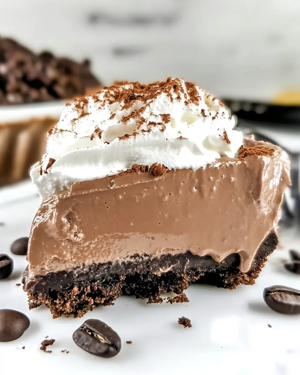 Delicious No Bake Mocha Mud Pie Dessert food shot