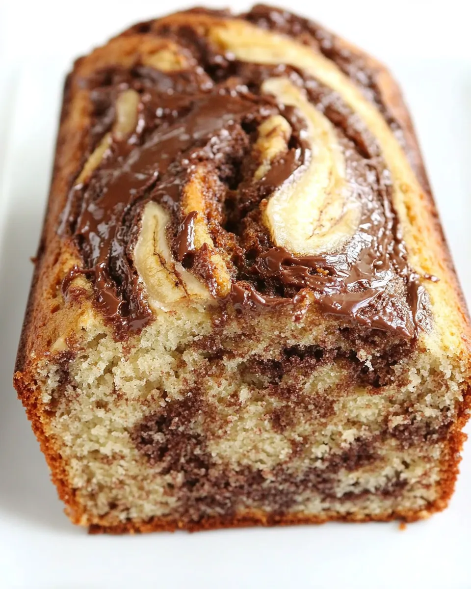 Delicious Nutella Swirled Banana Bread food shot