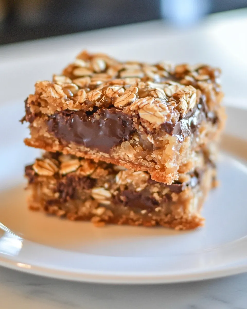 Easy Oatmeal Chocolate Carmel Bars recipe image