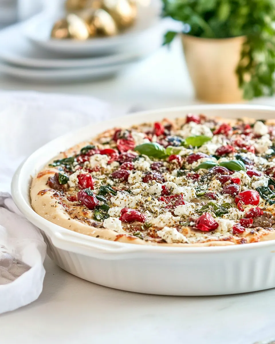 Delicious One-Dish Greek Pizza shot