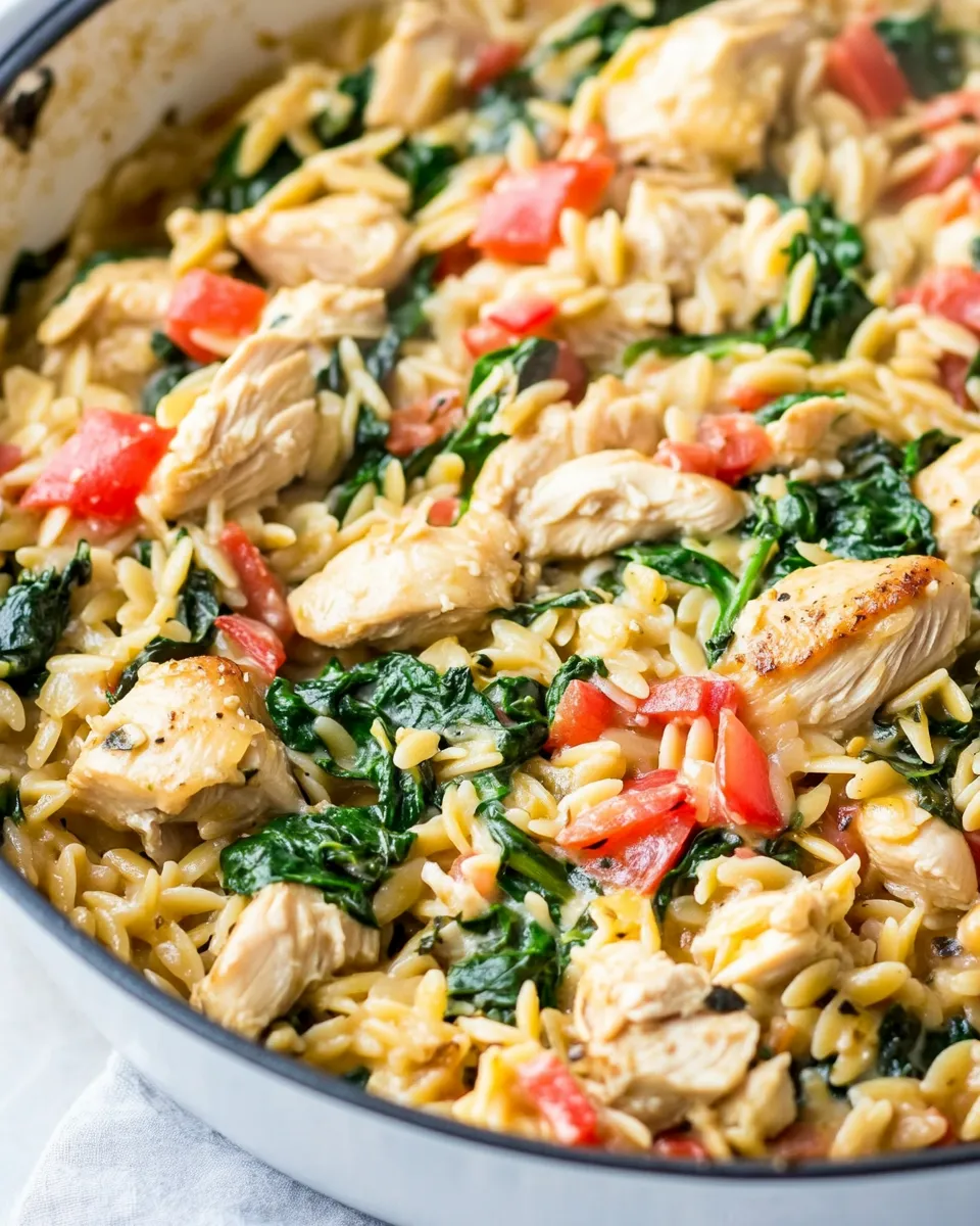 Delicious One-Pan Chicken and Spinach Orzo image