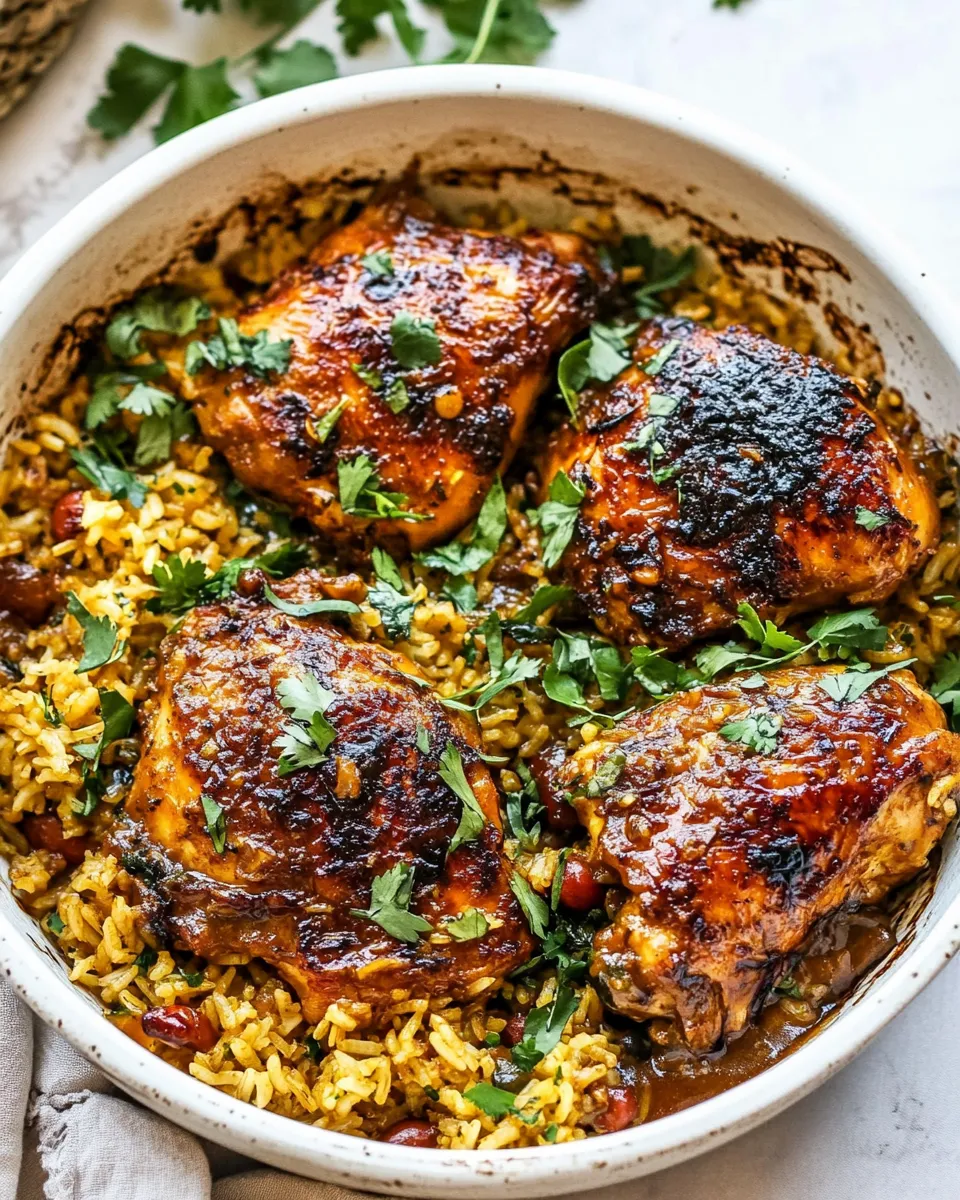 Easy One Pan Chipotle Honey Chicken and Rice. food shot