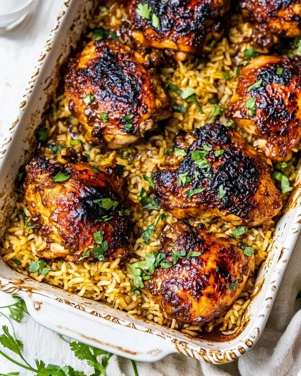 Delicious One Pan Chipotle Honey Chicken and Rice. plate image