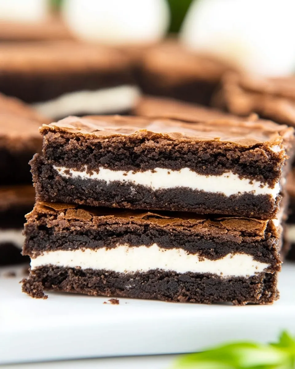 Easy Oreo Stuffed Brownies food shot