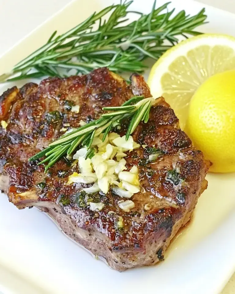 Homemade Pan Fried Lemon Garlic Rib Eye Steaks recipe photo