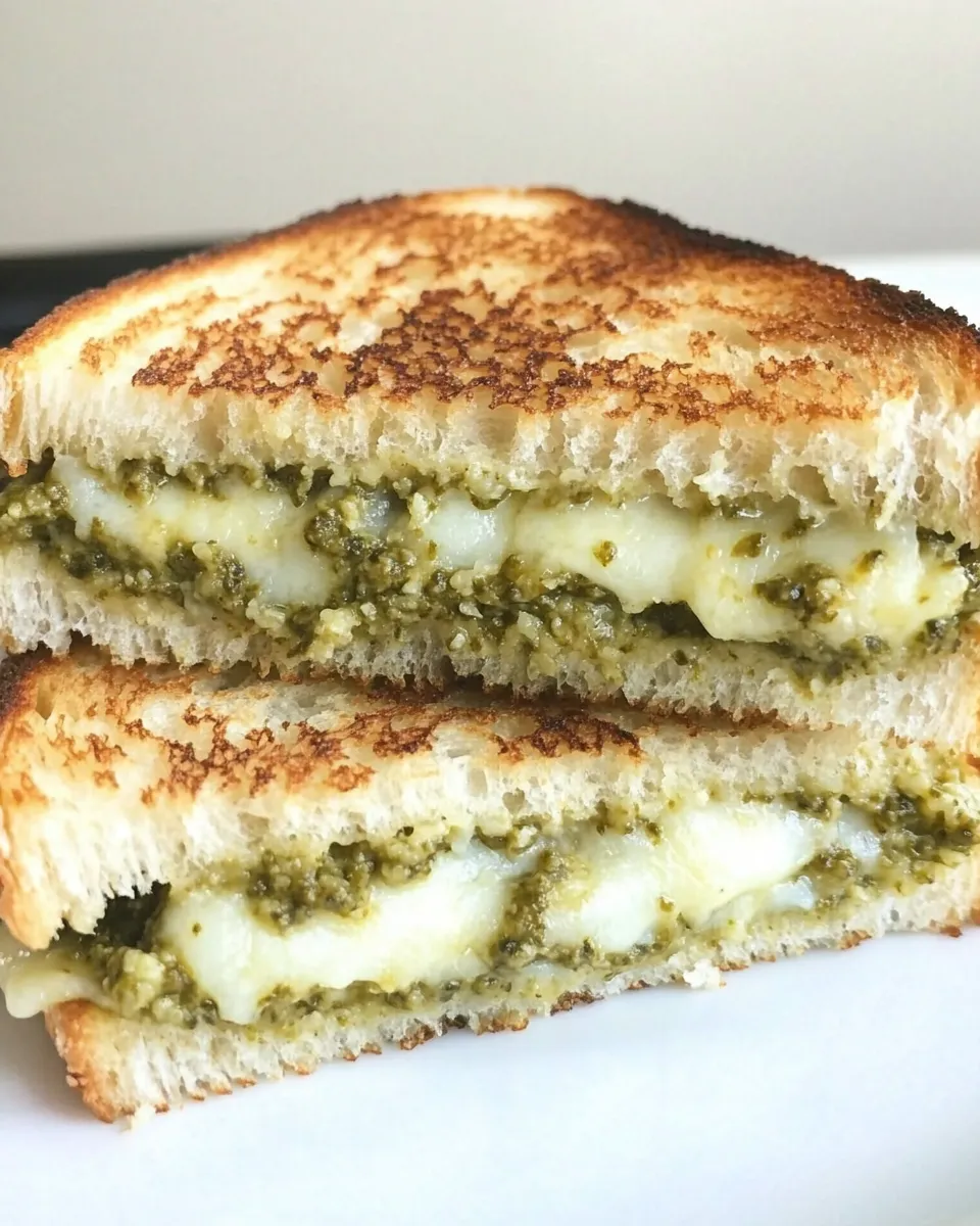 Homemade Parmesan Crusted Pesto Grilled Cheese Sandwich photo