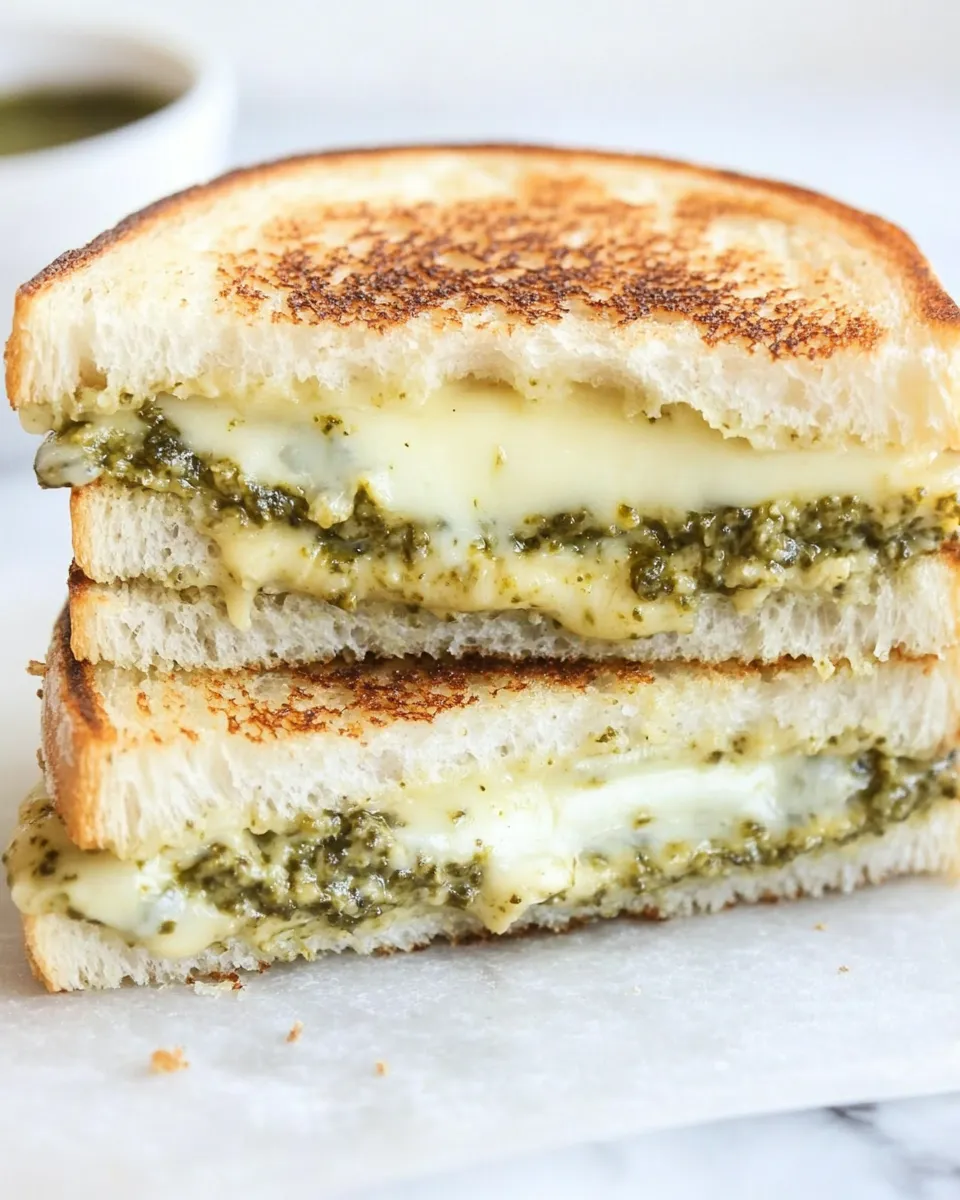 Classic Parmesan Crusted Pesto Grilled Cheese Sandwich image