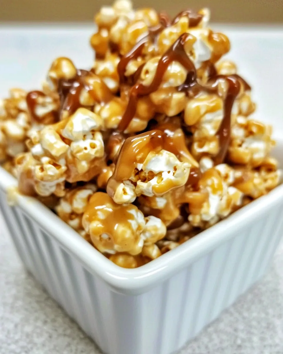 Easy Peanut Butter Caramel Corn food shot