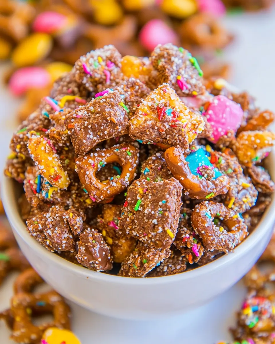 Delicious Peanut Butter Nutella Pretzel and Peanut Snack Mix picture