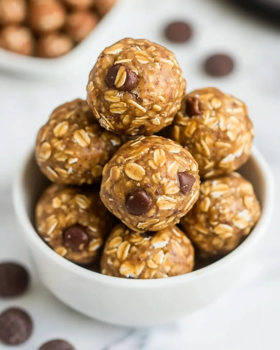 Easy Peanut Butter Oatmeal Balls food shot