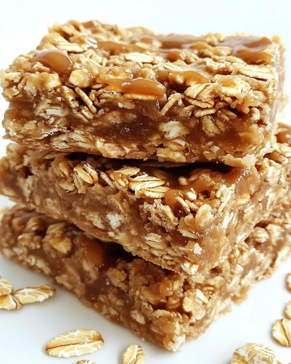 Easy Peanut Butter and Honey Oat Bars food shot