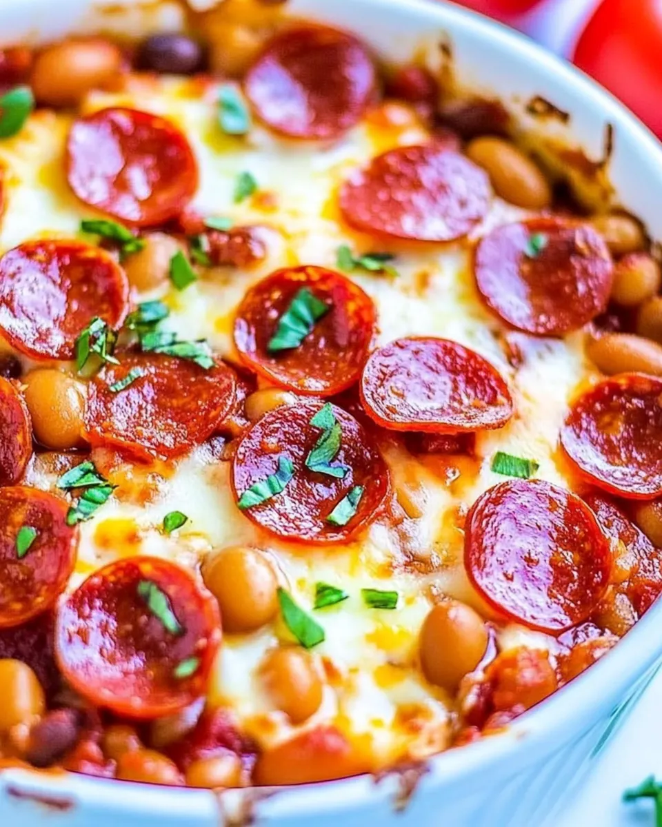 Delicious Pepperoni Pizza Baked Beans dish photo