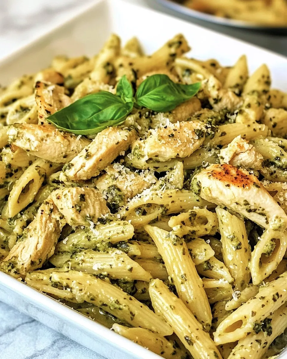 Easy Pesto Chicken Pasta food shot