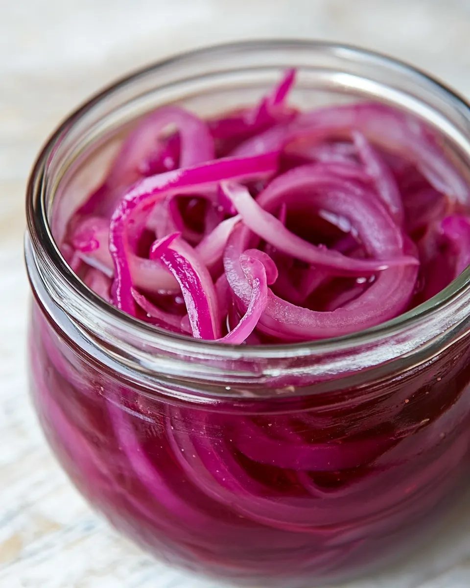 Delicious Pickled Red Onions recipe shot