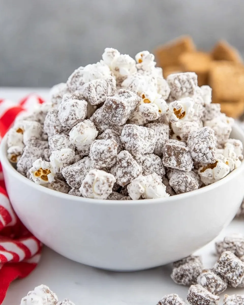 Easy Puppy Chow Popcorn food shot