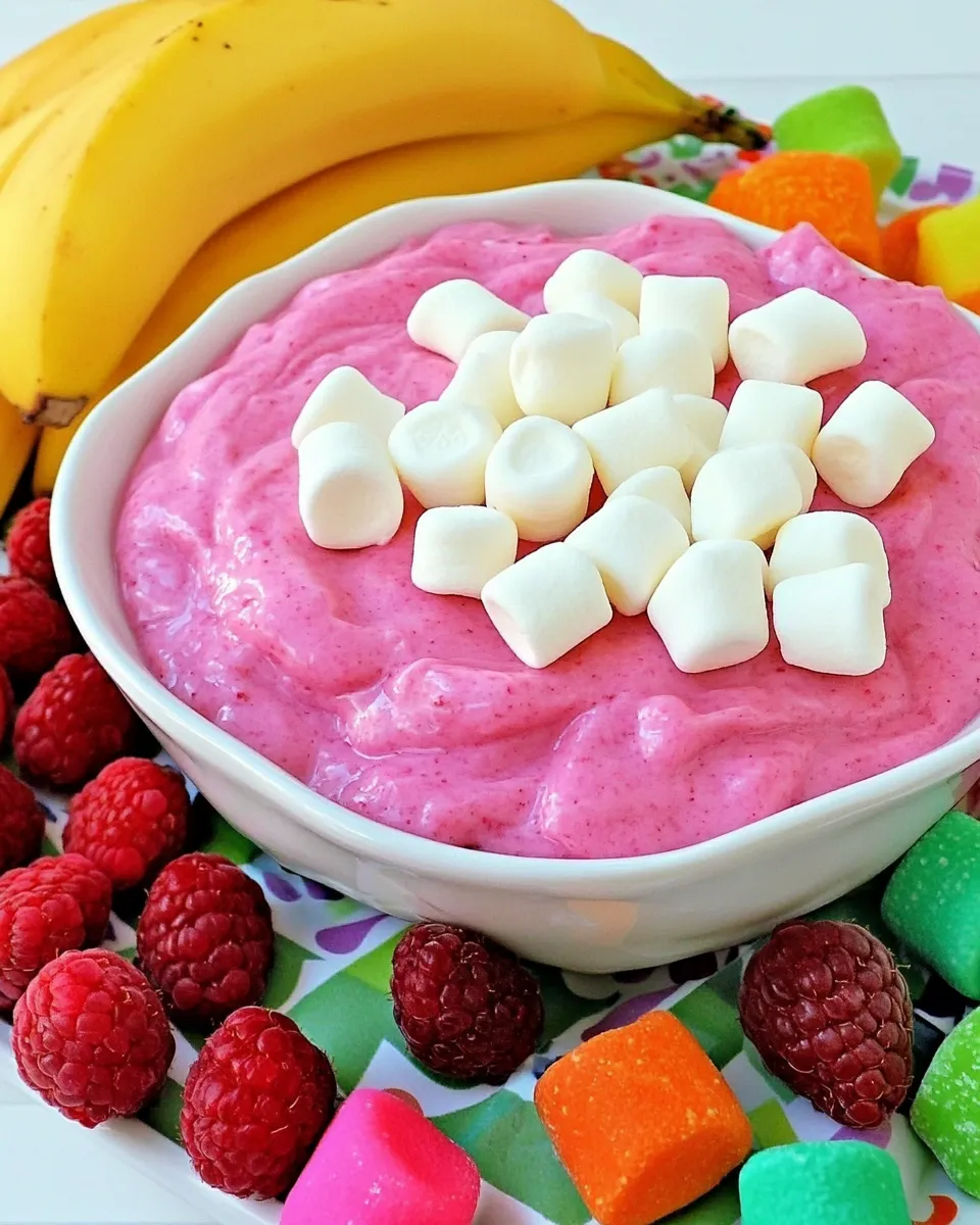 Homemade Raspberry Marshmallow Fruit Dip photo