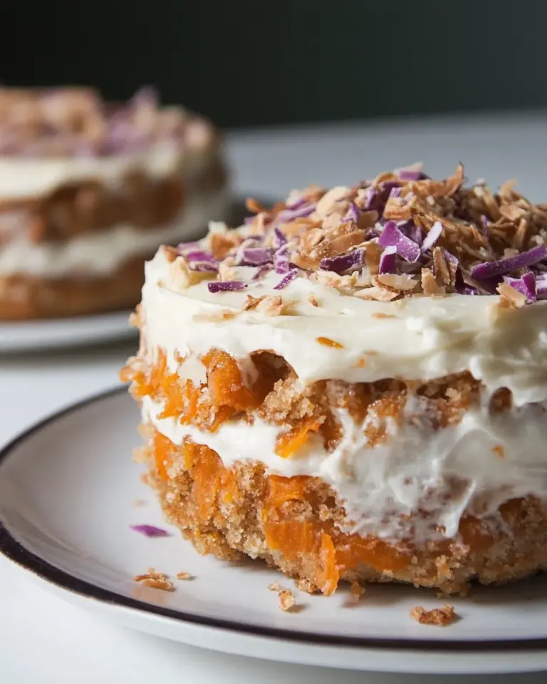 Delicious Raw Coconut Carrot Cake with Harmless Harvest food shot