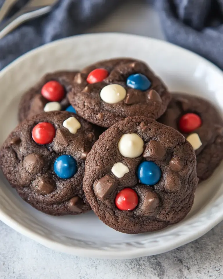 Homemade Red White and Blue Brownie Cookies photo