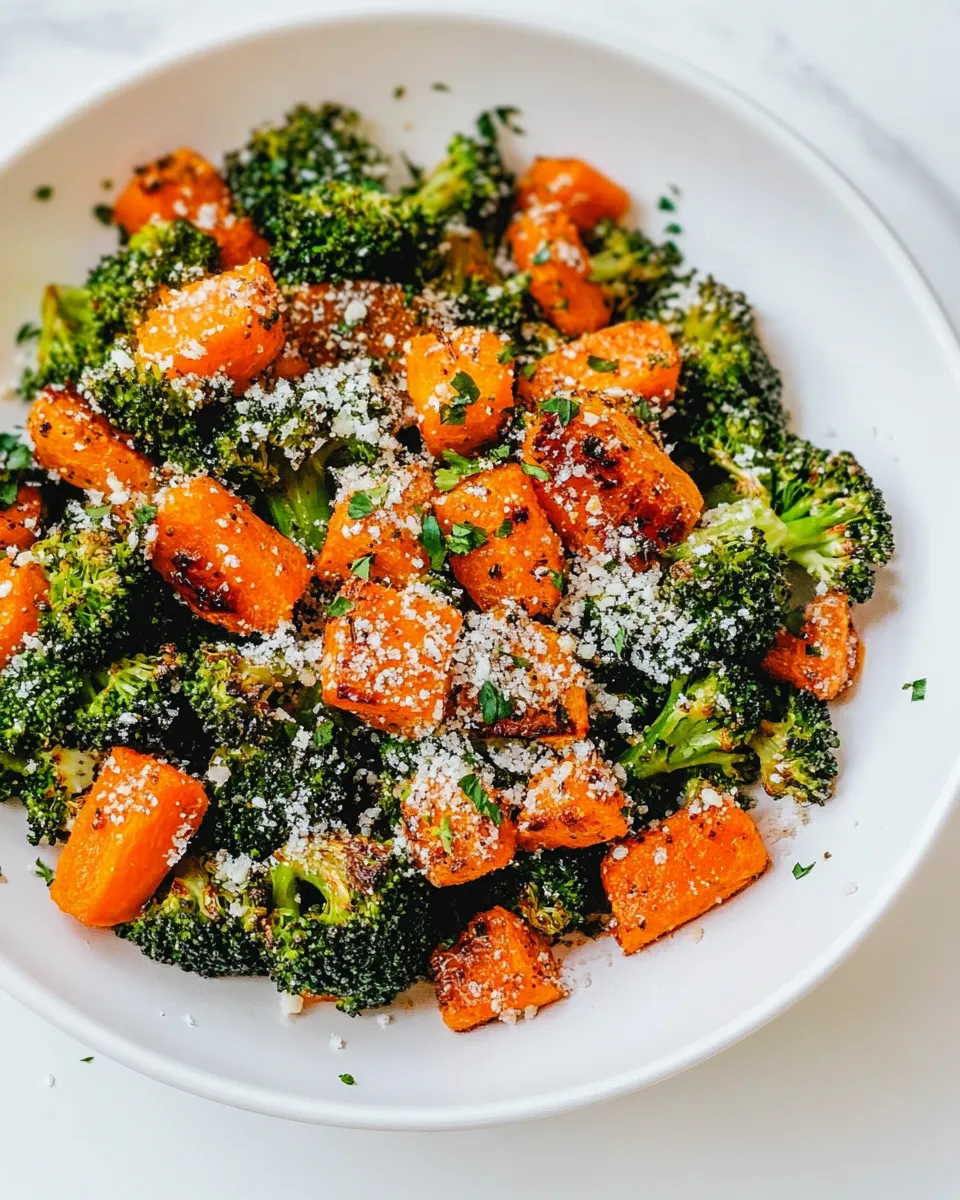 Easy Roasted Broccoli and Carrots food shot