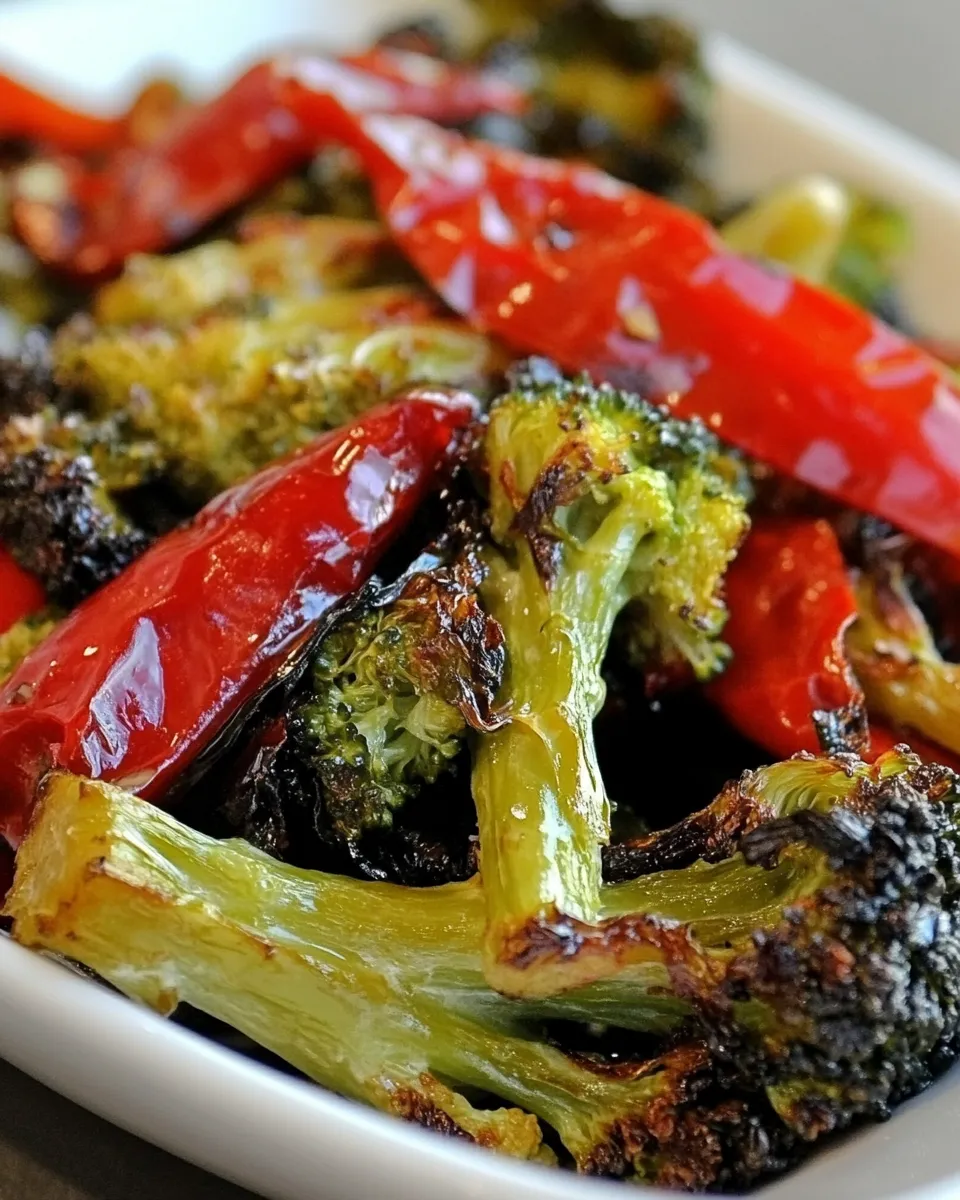 Delicious Roasted Broccoli with Red Peppers plate image