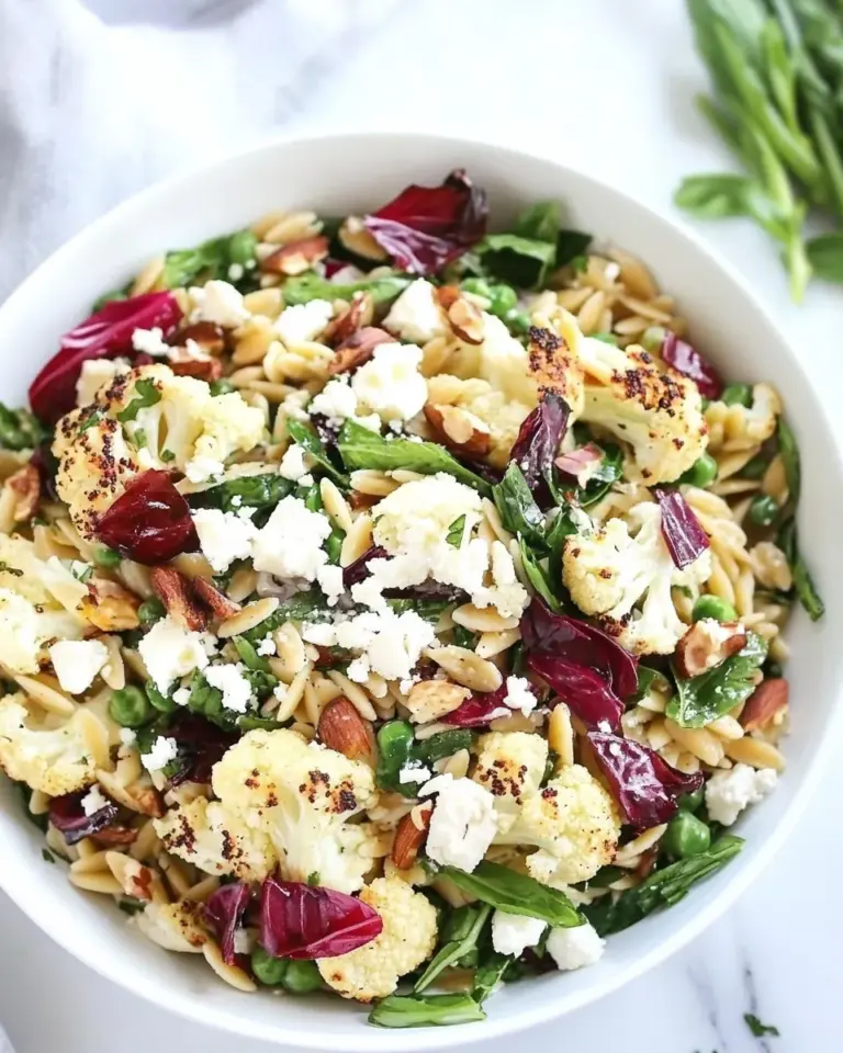 Homemade Roasted Cauliflower, Feta, and Orzo Salad photo