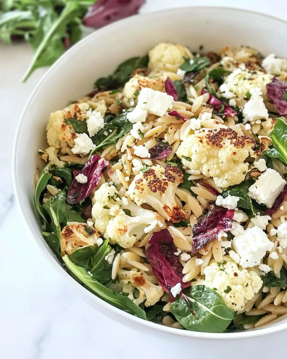 Easy Roasted Cauliflower, Feta, and Orzo Salad recipe image