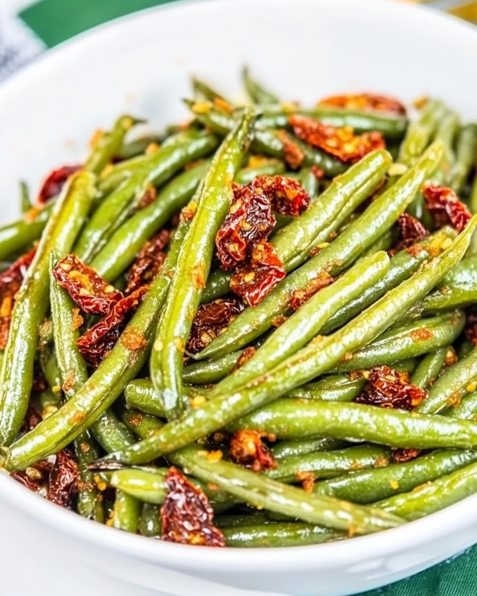 Homemade Roasted Green Beans with Sun-Dried Tomatoes recipe photo