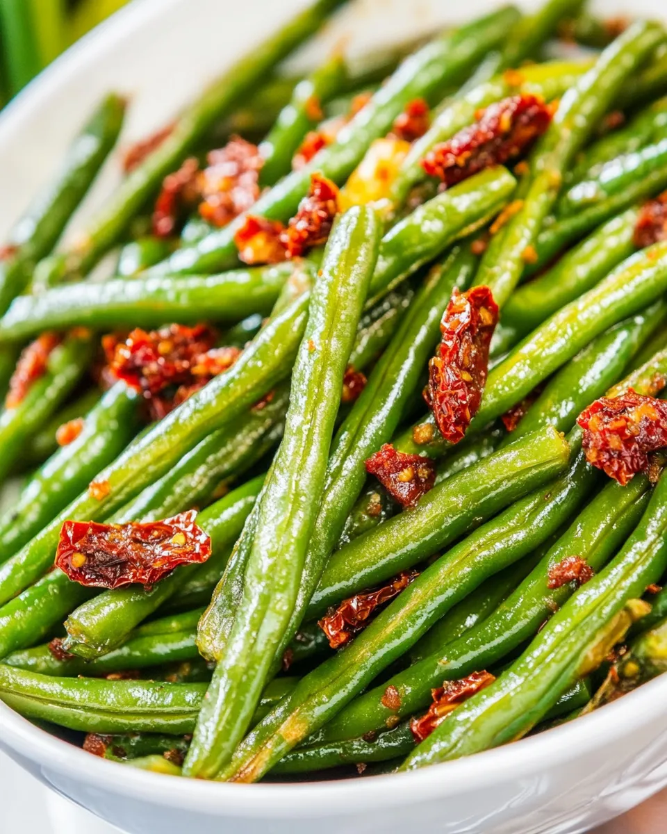 Classic Roasted Green Beans with Sun-Dried Tomatoes dish photo