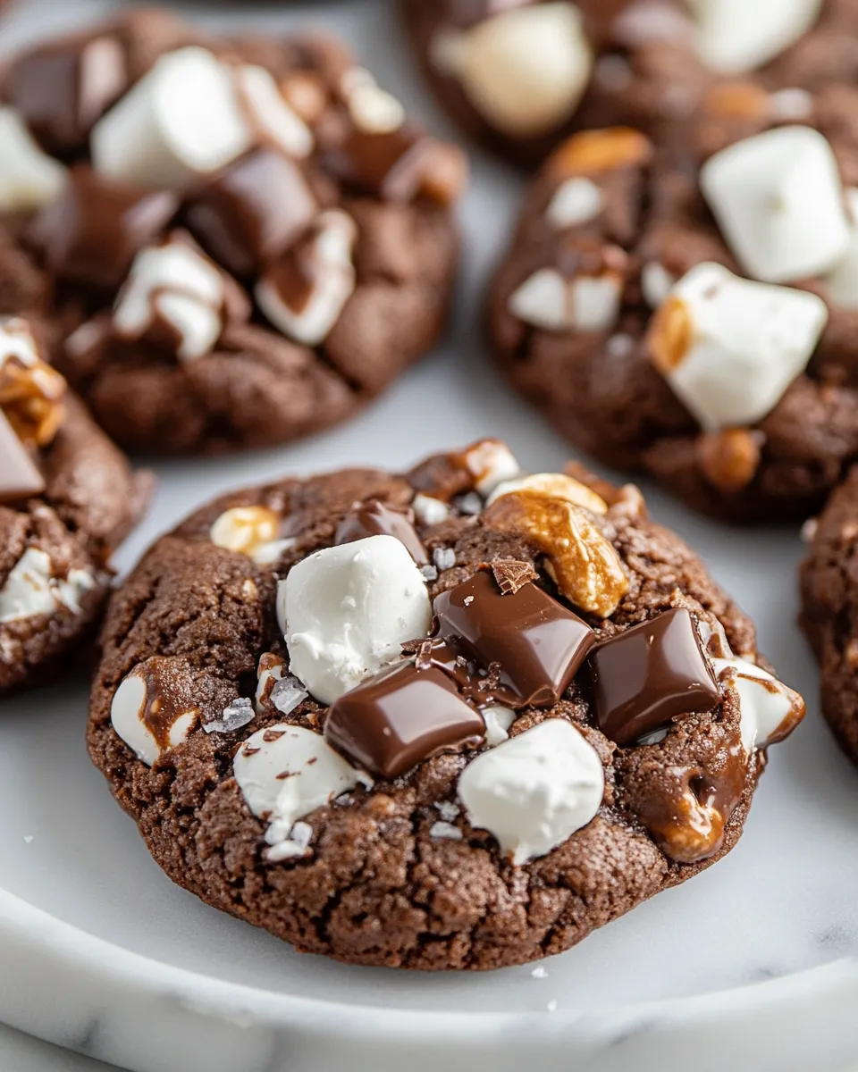 Delicious Rocky Road Chocolate Cookies food shot