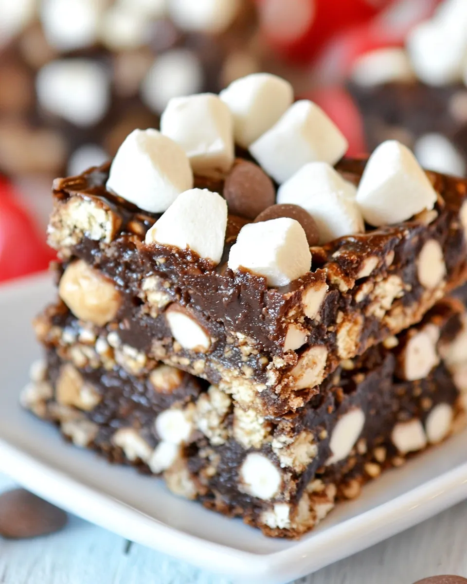 Easy Rocky Road Smores Bars food shot