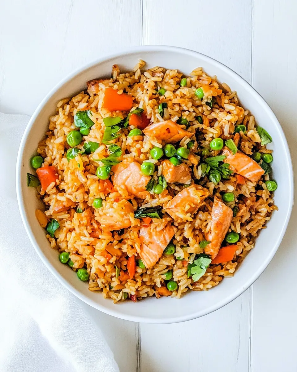 Delicious Salmon Fried Rice food shot