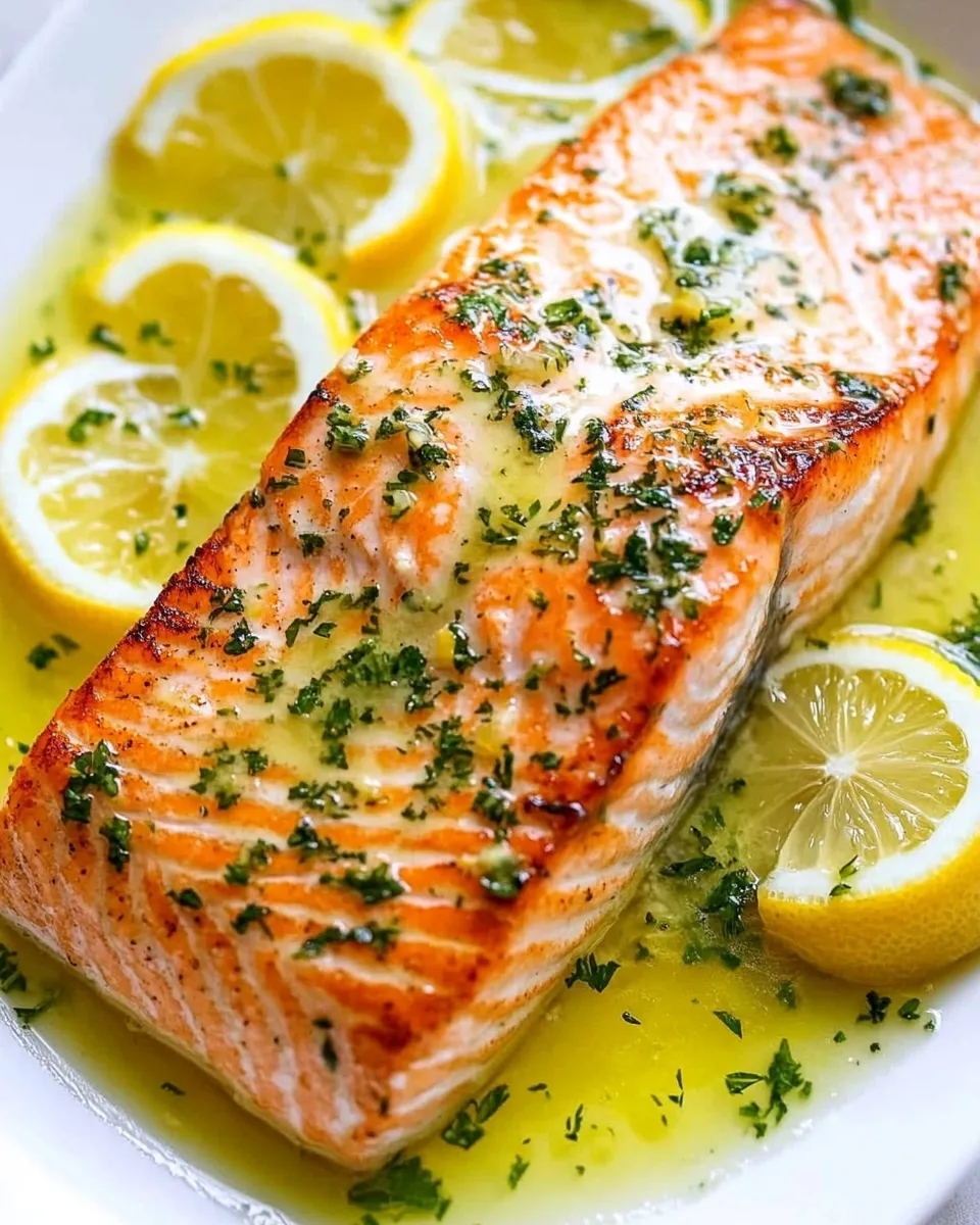 Classic Salmon with Garlic Lemon Butter Sauce image