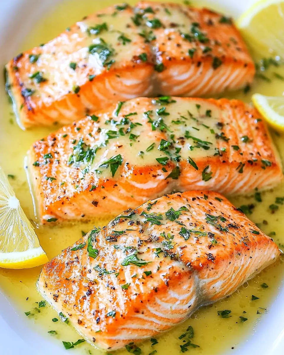 Delicious Salmon with Garlic Lemon Butter Sauce dish photo