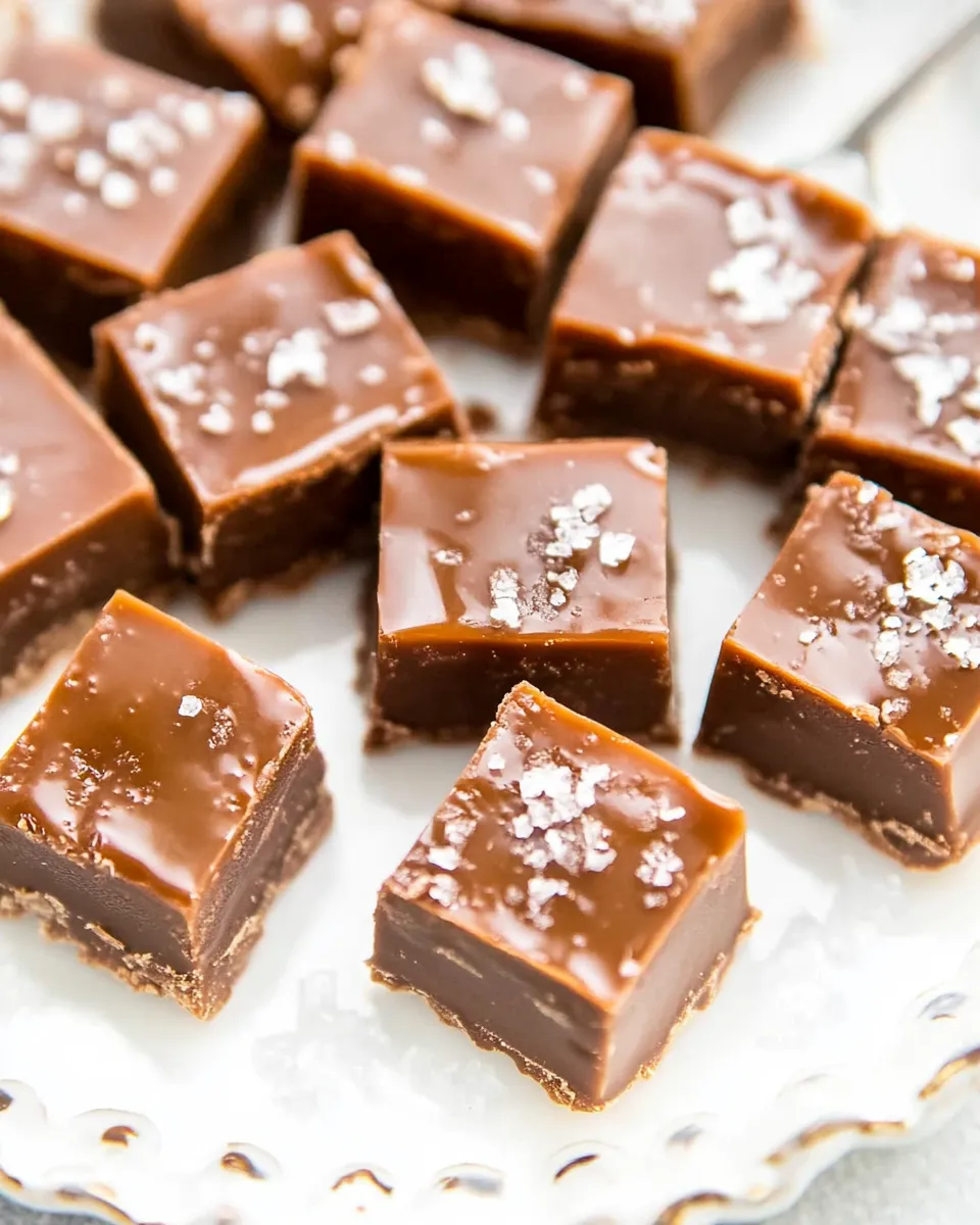 Delicious Salted Caramel Chocolate Fudge food shot