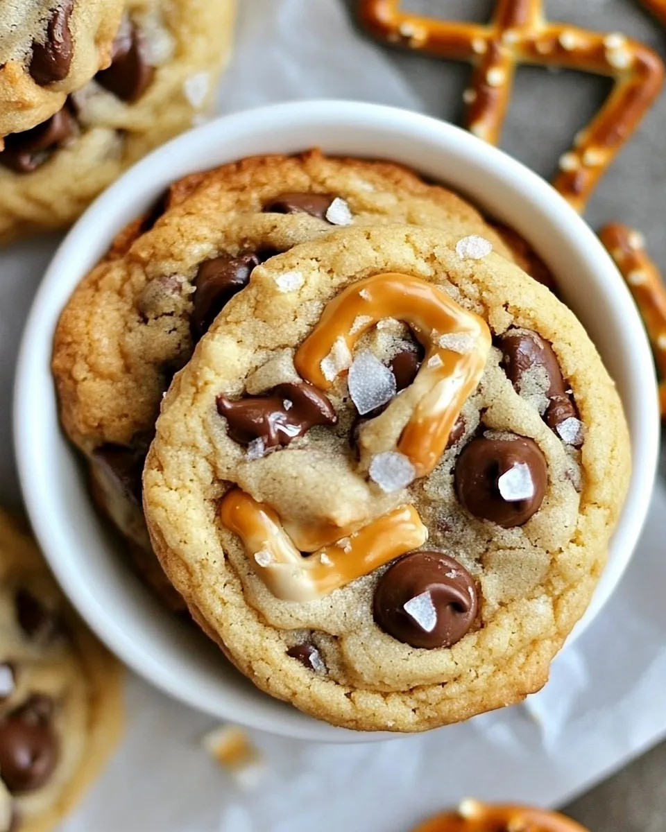 Easy Salted Caramel Pretzel Chocolate Chip Cookies recipe image