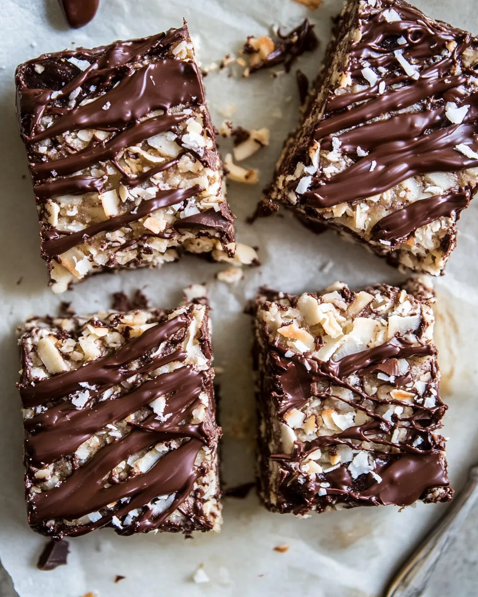 Classic Salted Chocolate Coconut Bars. dish photo