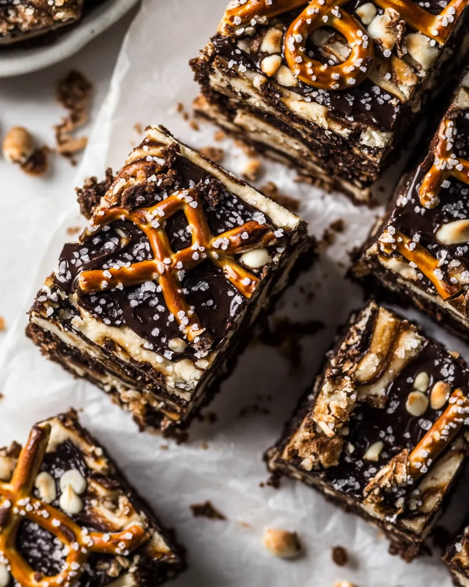 Homemade Salted Pretzel Magic Bars. recipe photo